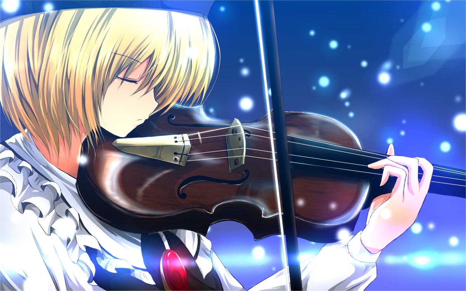 blonde_hair, hat, instrument, lunasa_prismriver, nekominase, short_hair, touhou, violin