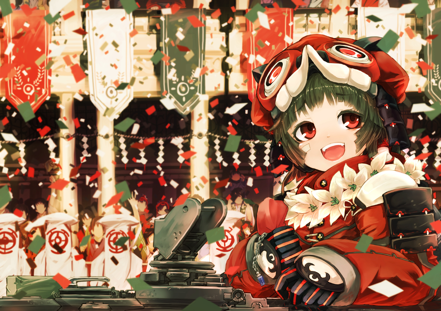 green_hair, original, red_eyes, short_hair, sonjow4, tagme