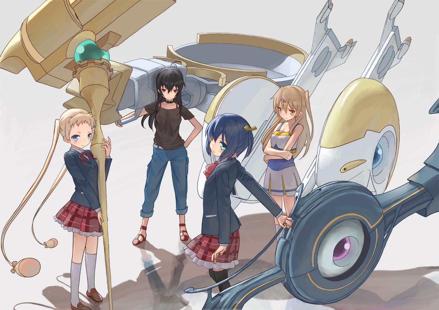 black_hair, blonde_hair, blue_eyes, brown_eyes, brown_hair, chuunibyou_demo_koi_ga_shitai!, collar, dekomori_sanae