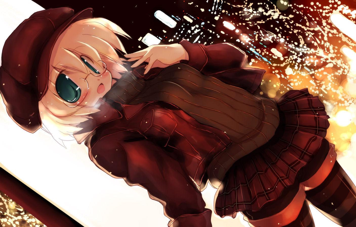 glasses, hat, jpeg_artifacts, original, sakaki_(noi-gren), scarf, skirt, tagme