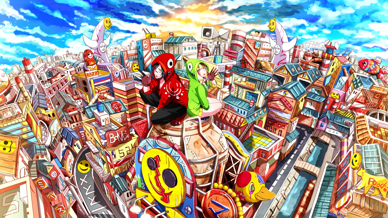 building, city, matryoshka_(vocaloid), nico_nico_singer, vocaloid, yuna_(rutera)