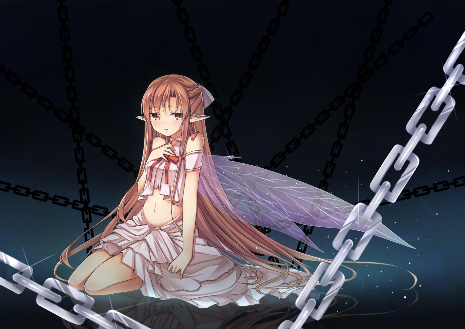 amemiya_ruki, chain, fairy, pointed_ears, sword_art_online, wings, yuuki_asuna