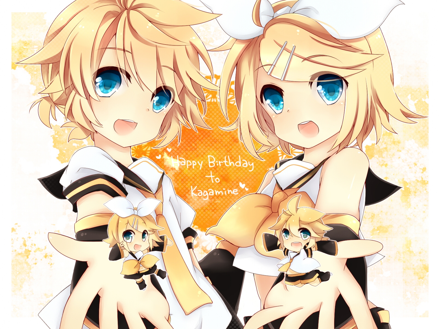 chibi, kagamine_len, kagamine_rin, leeannpippisum, male, vocaloid