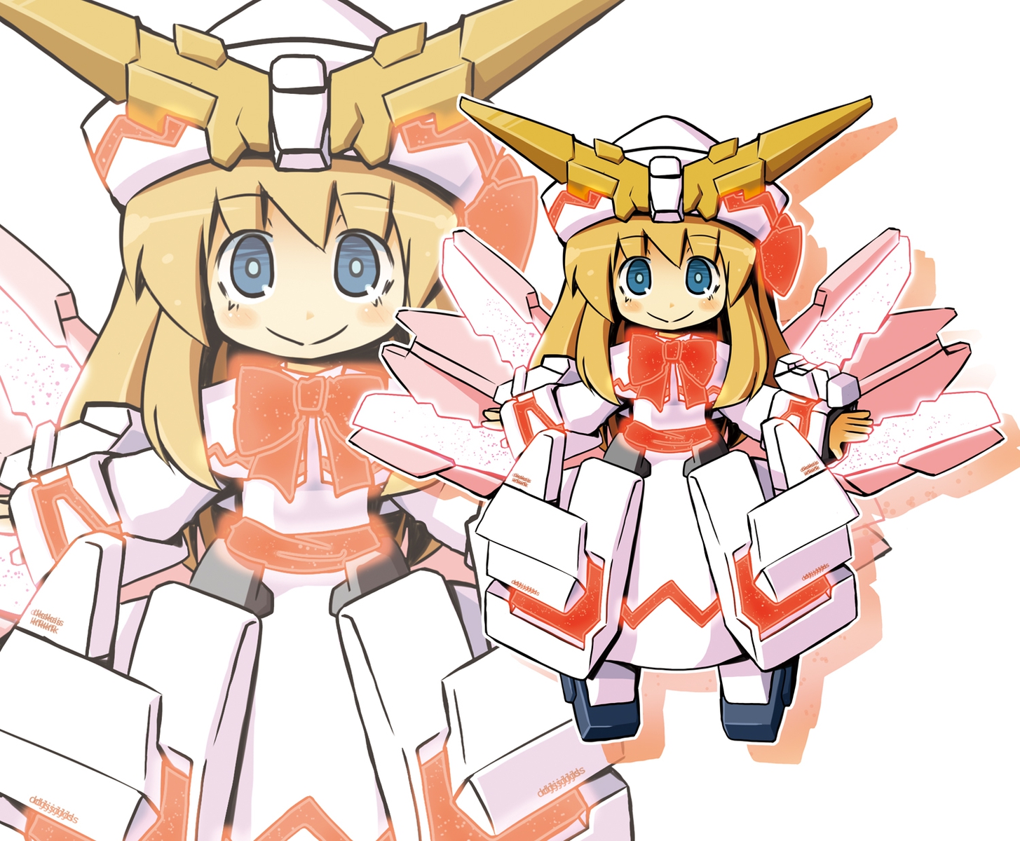 blonde_hair, blue_eyes, fairy, garoudo_(kadouhan'i), lily_white, mechagirl, mobile_suit_gundam, parody, touhou, zoom_layer
