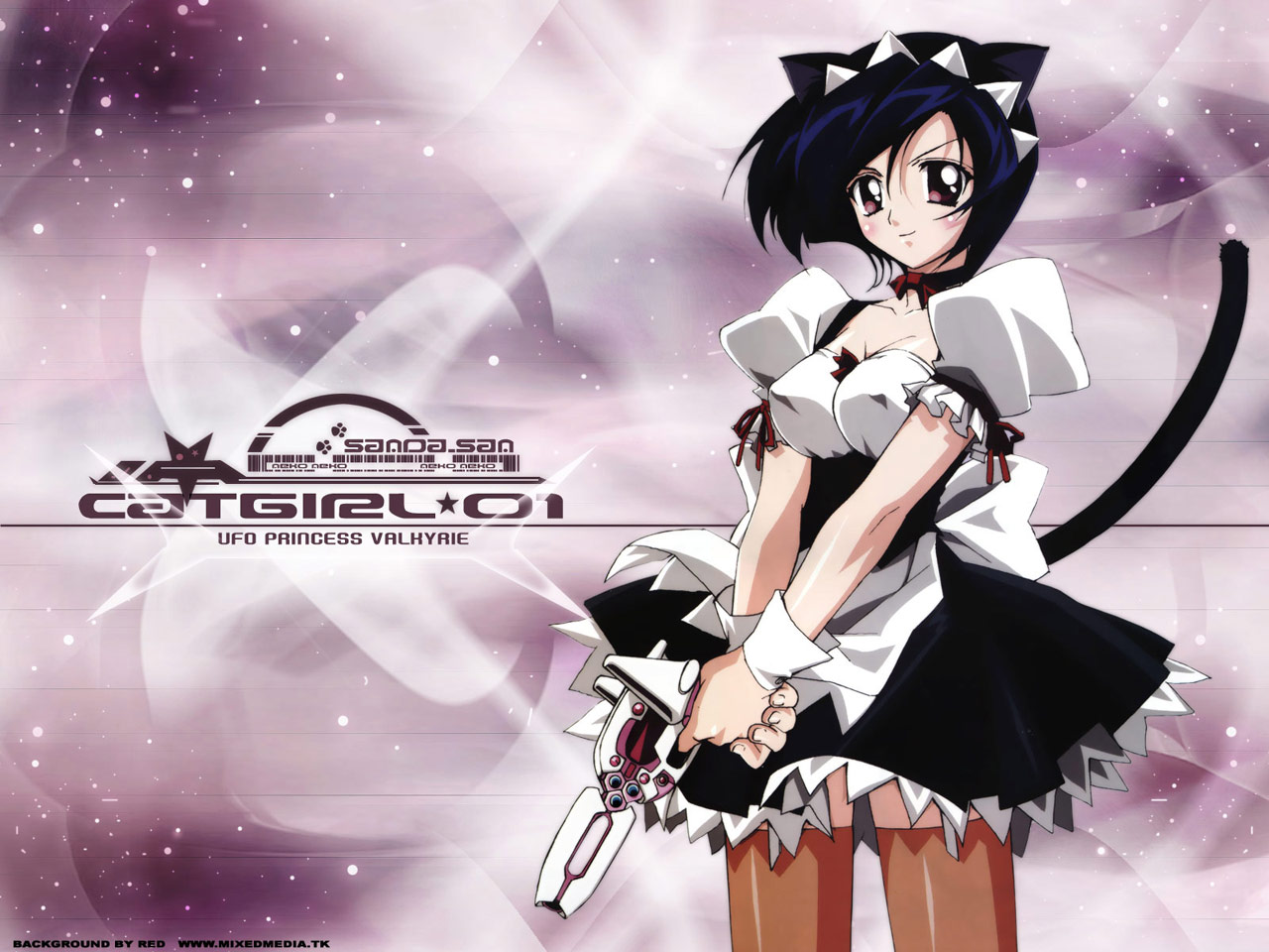 animal_ears, catgirl, gun, maid, sanada, ufo_princess_valkyrie, weapon