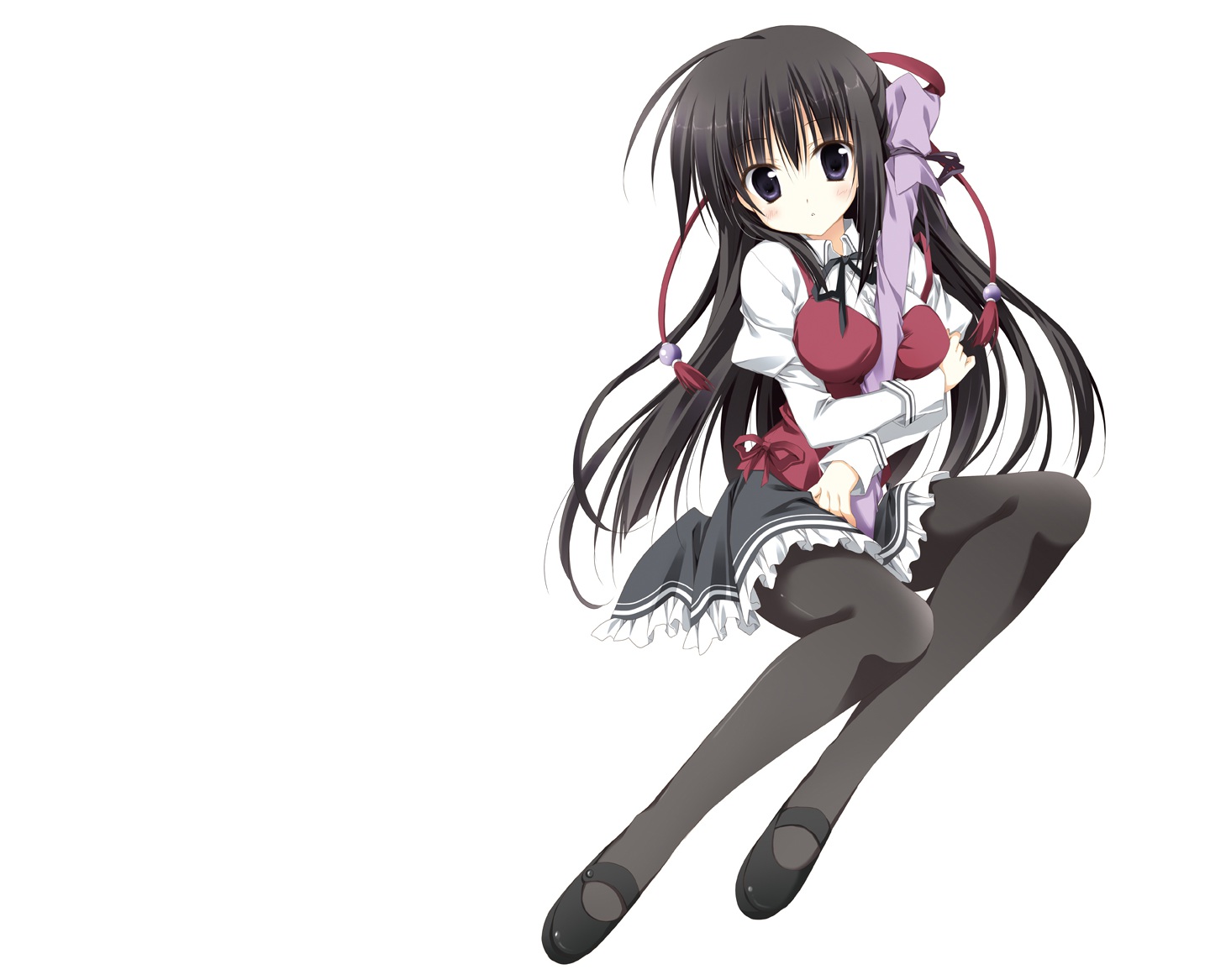 black_hair, gogyou_hijiri, korie_riko, long_hair, pantyhose, school_uniform, sword, tagme, tsuki_tsuki!, weapon