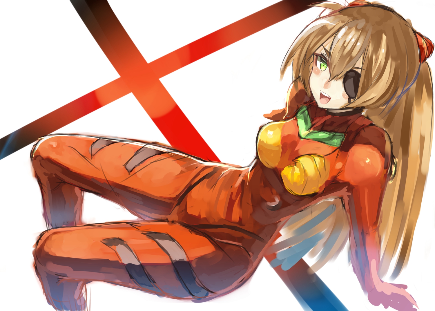 bodysuit, eyepatch, kame^^, long_hair, neon_genesis_evangelion, red_hair, skintight, soryu_asuka_langley