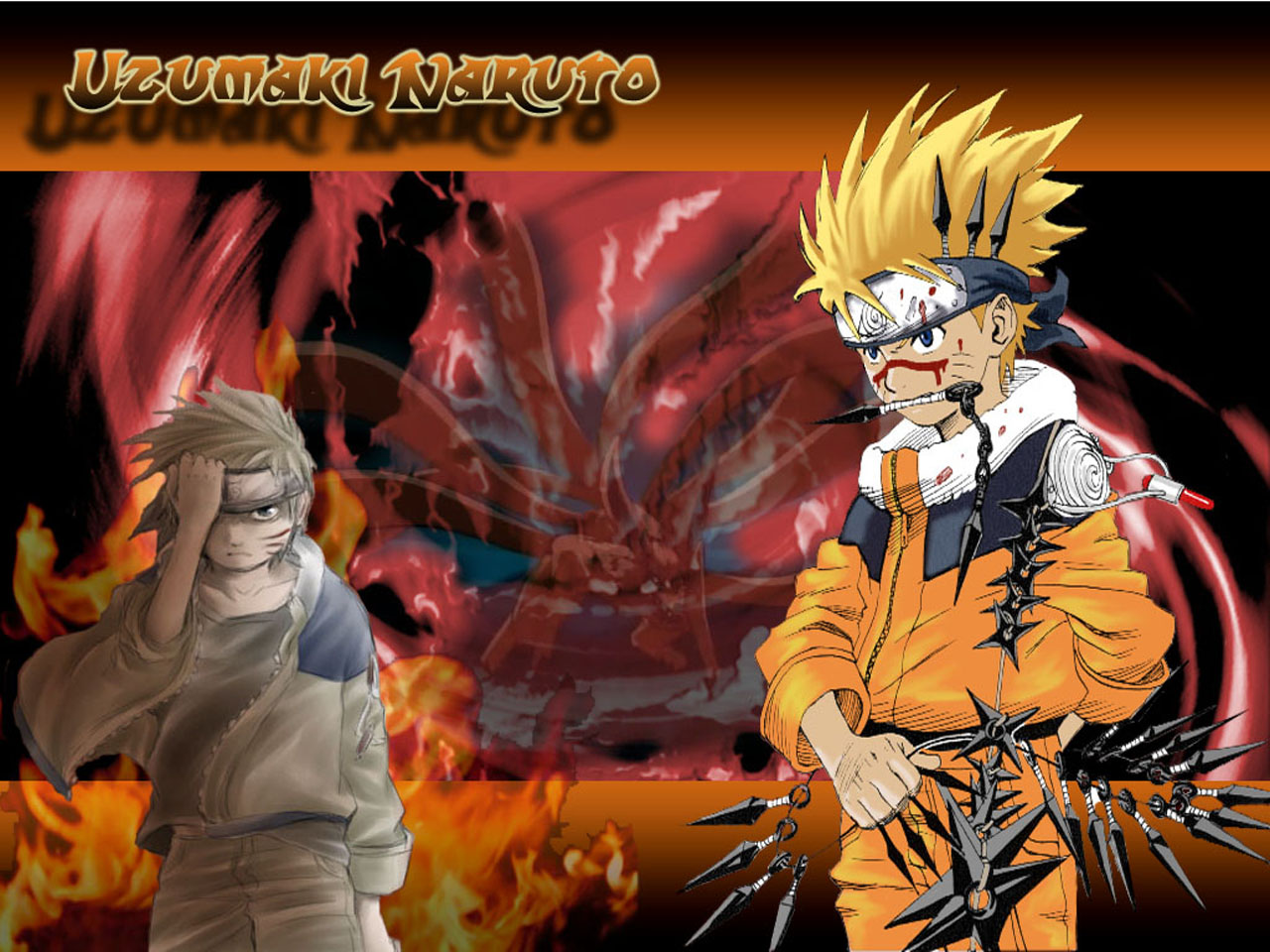 all_male, blonde_hair, blue_eyes, kurama_(naruto), male, naruto, uzumaki_naruto, weapon