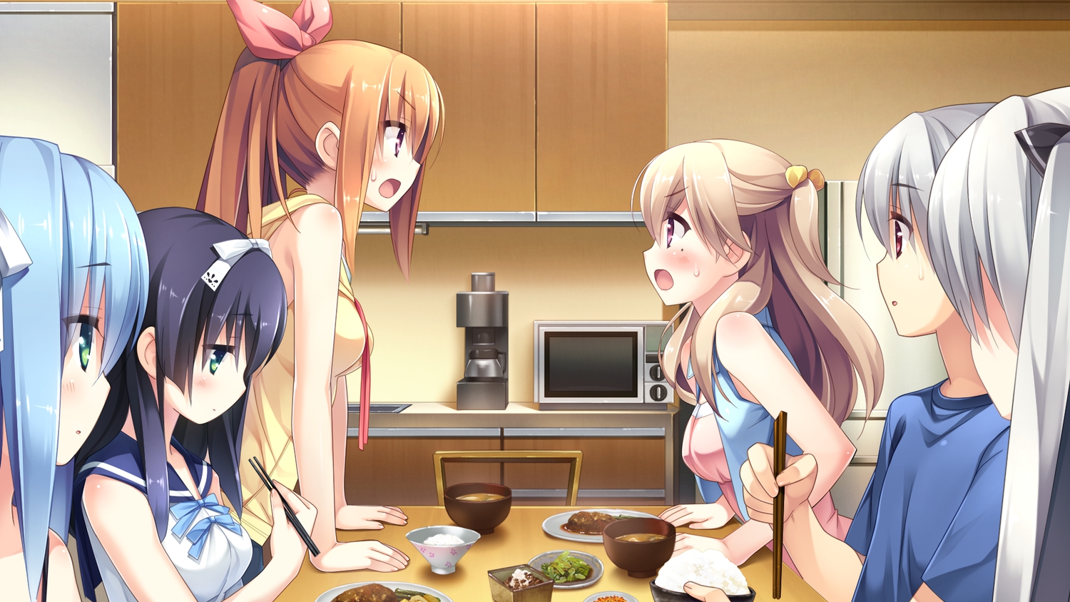 cube, food, game_cg, group, kanekiyo_miwa, kurano_ema, kurano_izumi, kurano_kazuya