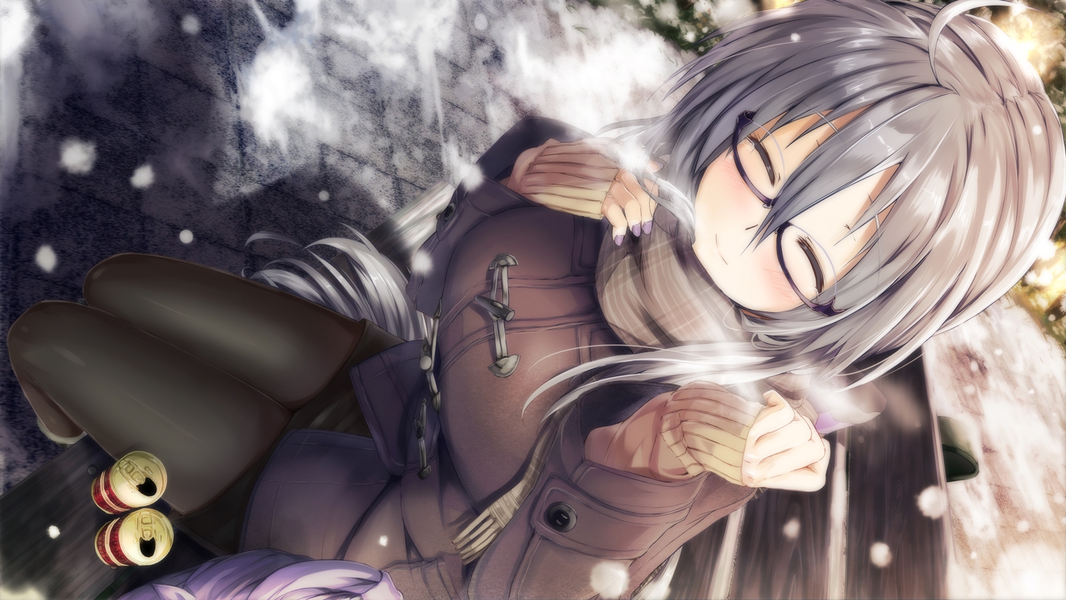 daidou_(demitasse), glasses, gray_hair, long_hair, scarf, tagme, vocaloid, yowane_haku