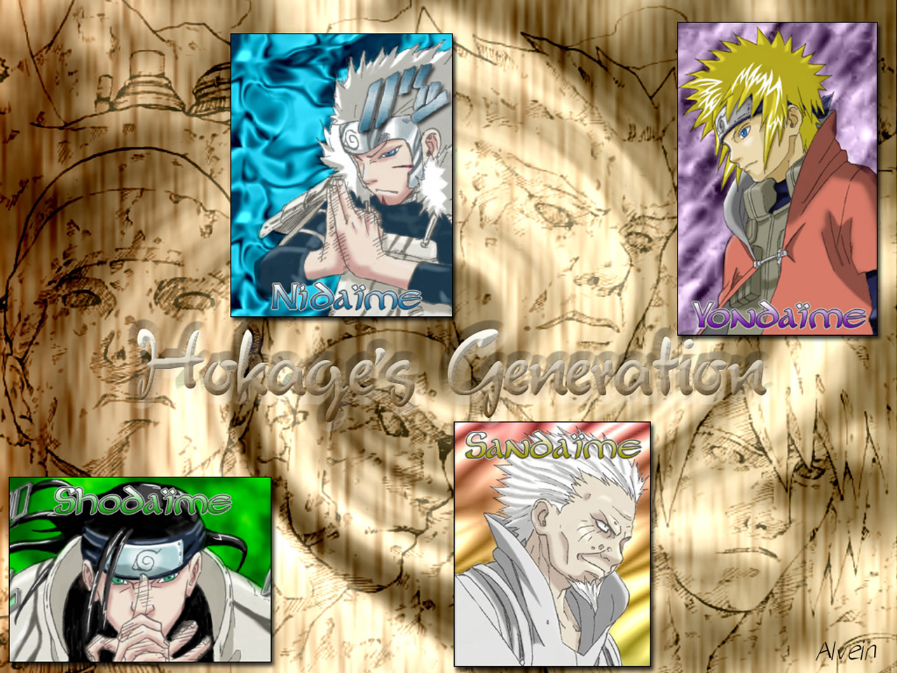 all_male, male, namikaze_minato, naruto, sarutobi_hiruzen, senju_hashirama, senju_tobirama