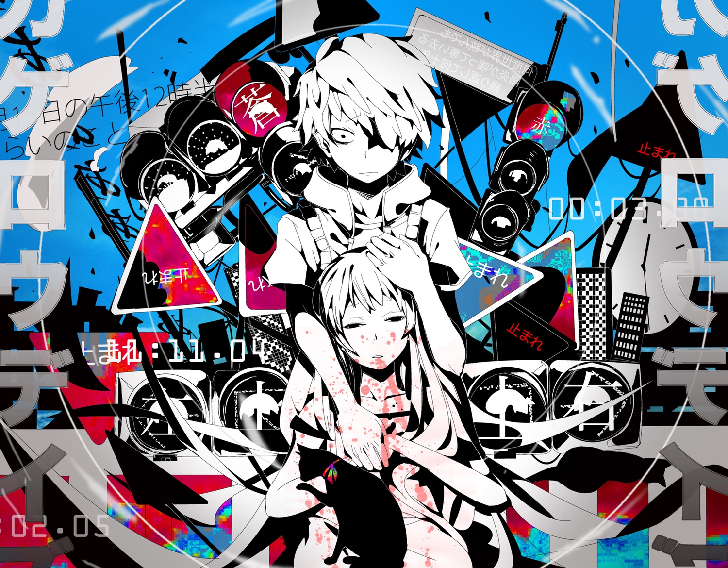 amamiya_hibiya, animal, asahina_hiyori, cat, heat-haze_days_(vocaloid), hoshima, kagerou_project, long_hair