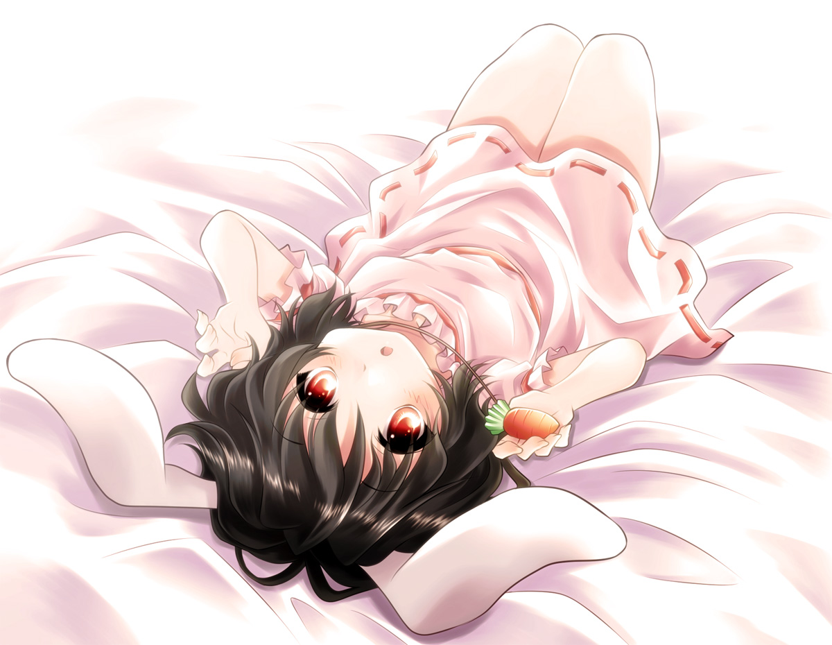animal_ears, black_hair, blush, bunny_ears, bunnygirl, inaba_tewi, komiru, loli, red_eyes, touhou