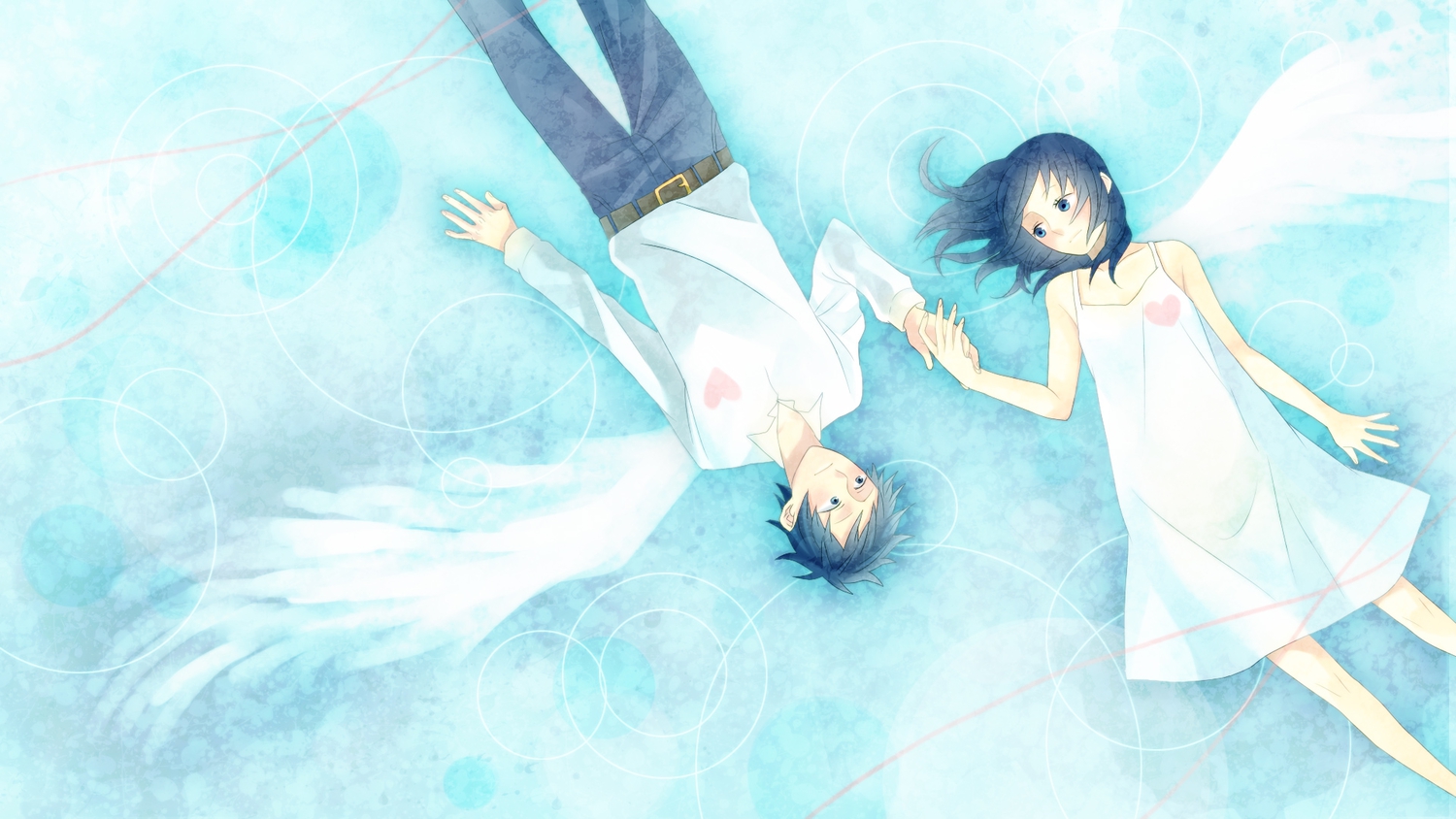 dress, momoiro_oji, water, wings