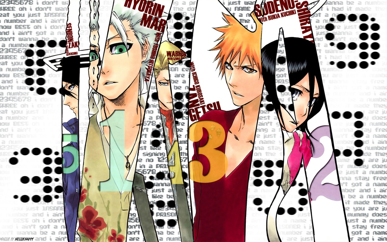 bleach, hitsugaya_toushirou, kira_izuru, kuchiki_byakuya, kuchiki_rukia, kurosaki_ichigo, male