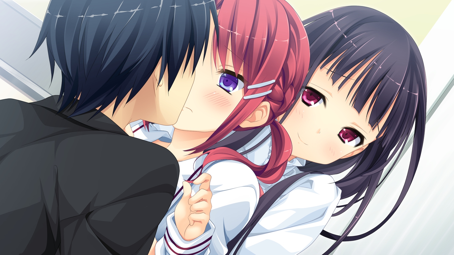 game_cg, hakuto_tsukushi, kanojo_to_ore_to_koibito_to, marui, matsugami_haruto, mihagino_ayano, pulltop