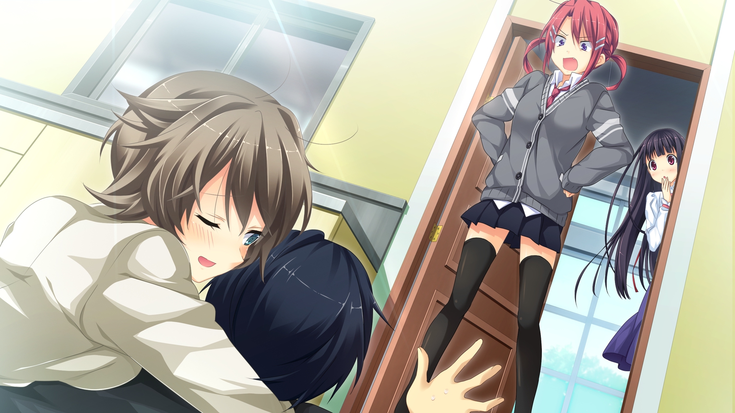 game_cg, hakuto_tsukushi, kanojo_to_ore_to_koibito_to, marui, matsugami_haruto, mihagino_ayano, mochigase_sudare, pulltop