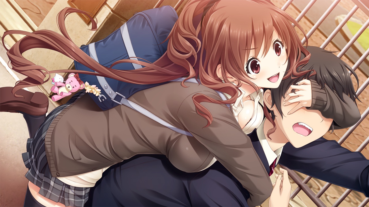 brown_hair, game_cg, giga, hug, kajiya_ayano, kiss_bell, long_hair, mikoto_akemi