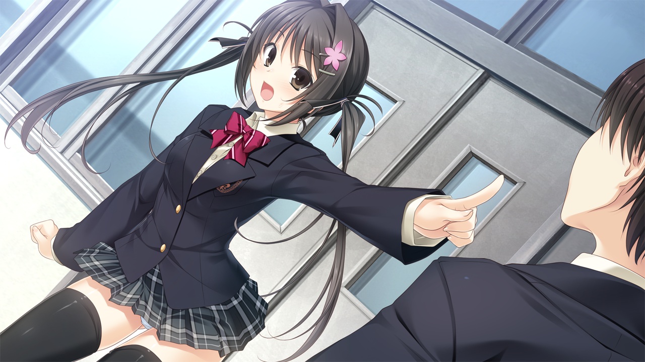 black_hair, game_cg, giga, kiss_bell, long_hair, miyamae_eri, panties, school_uniform