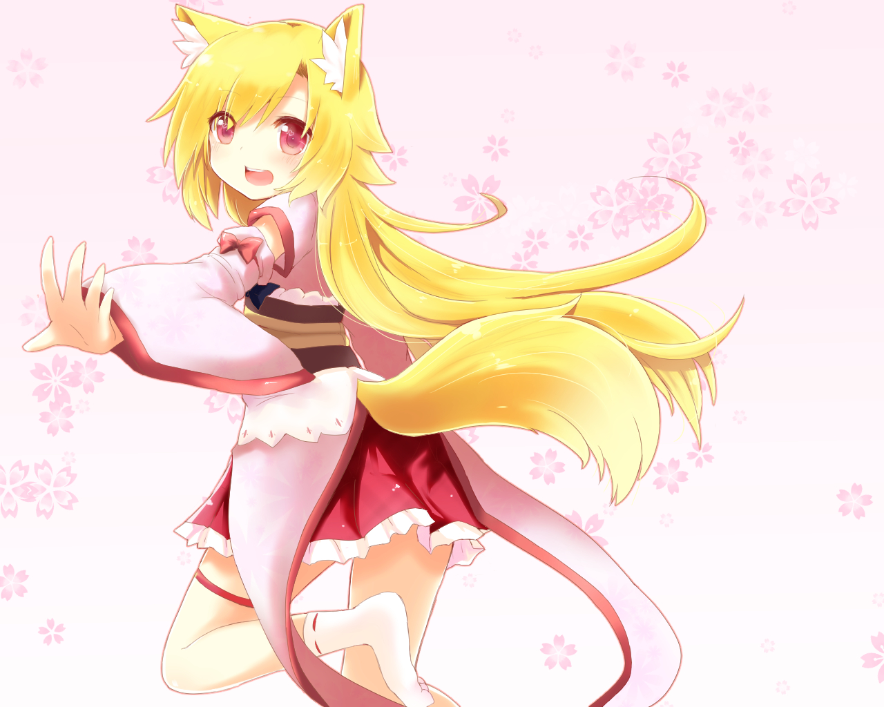 akane_(naomi), animal_ears, blonde_hair, foxgirl, japanese_clothes, long_hair, naomi_(sekai_no_hate_no_kissaten), original
