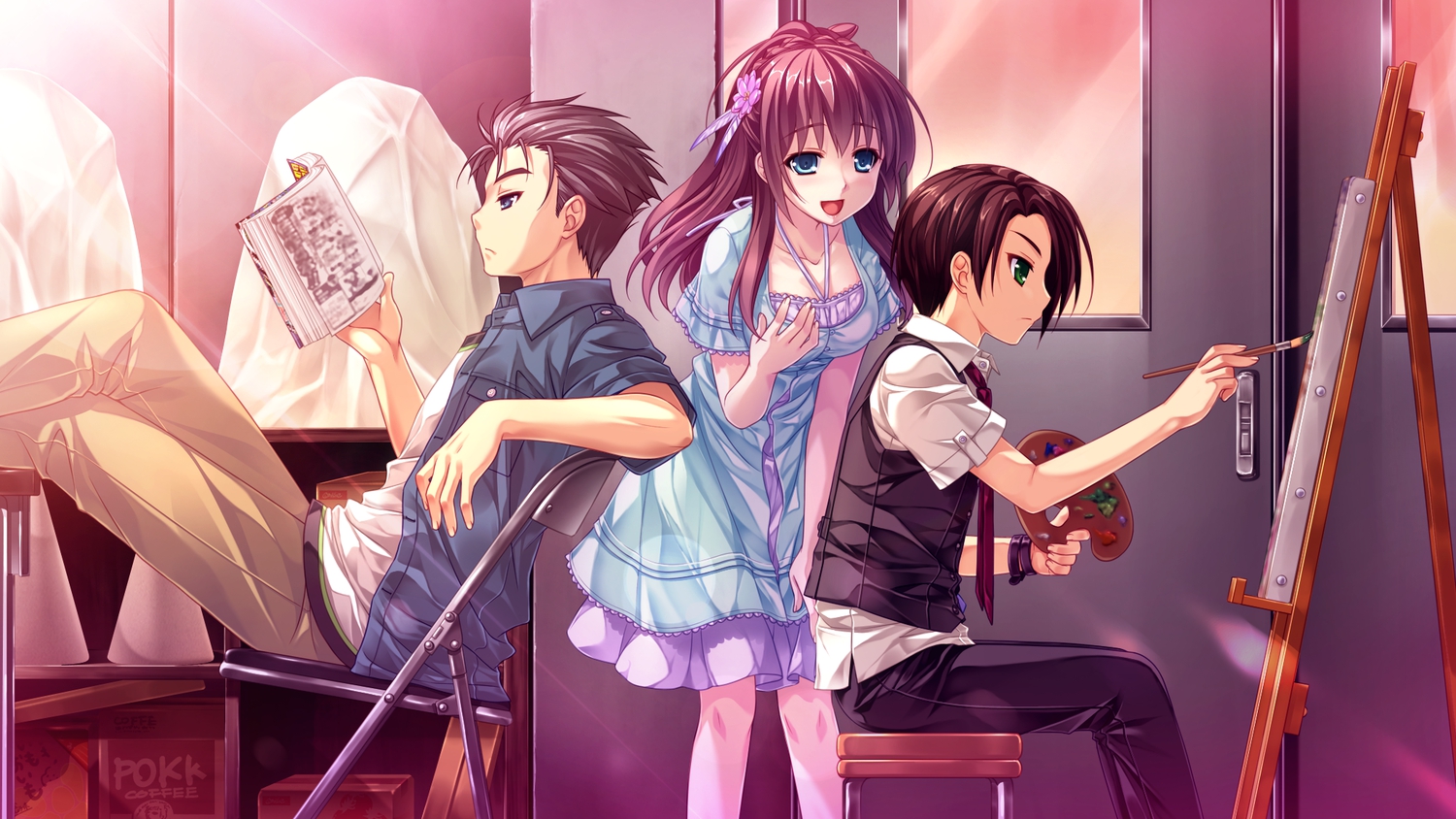 brown_hair, game_cg, long_hair, male, misumi_aina, saeki_hokuto, sarusuberi_hifumi, short_hair