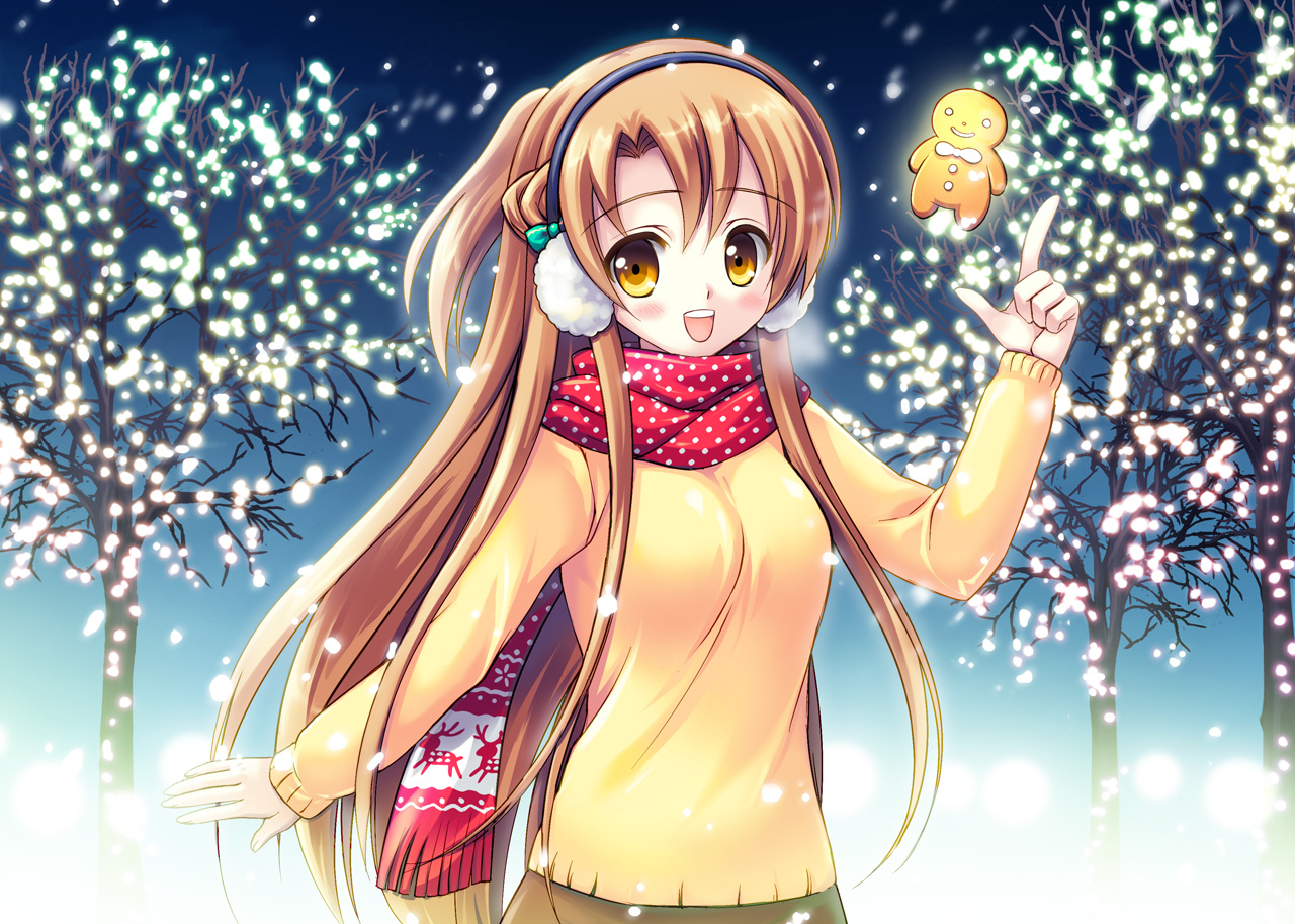 brown_hair, fukase_ayaka, long_hair, snow, sword_art_online, yuuki_asuna