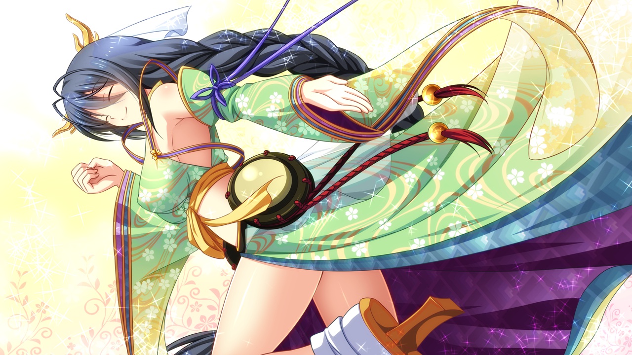bow, braids, erect_nipples, game_cg, horns, long_hair, sakai_tadatsugu, sengoku_hime