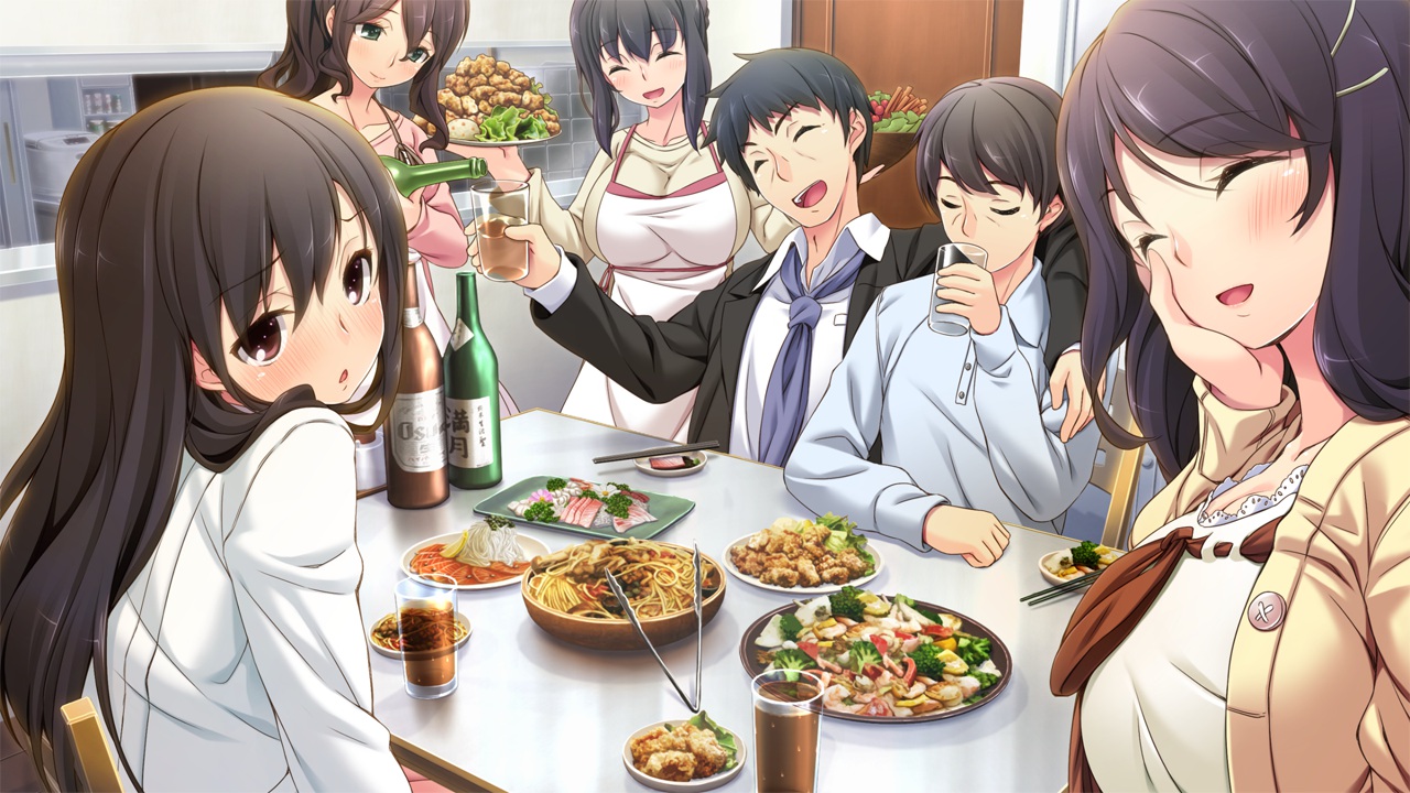 blush, drink, food, game_cg, group, hinasaki, jirai_soft, kawashima_youko