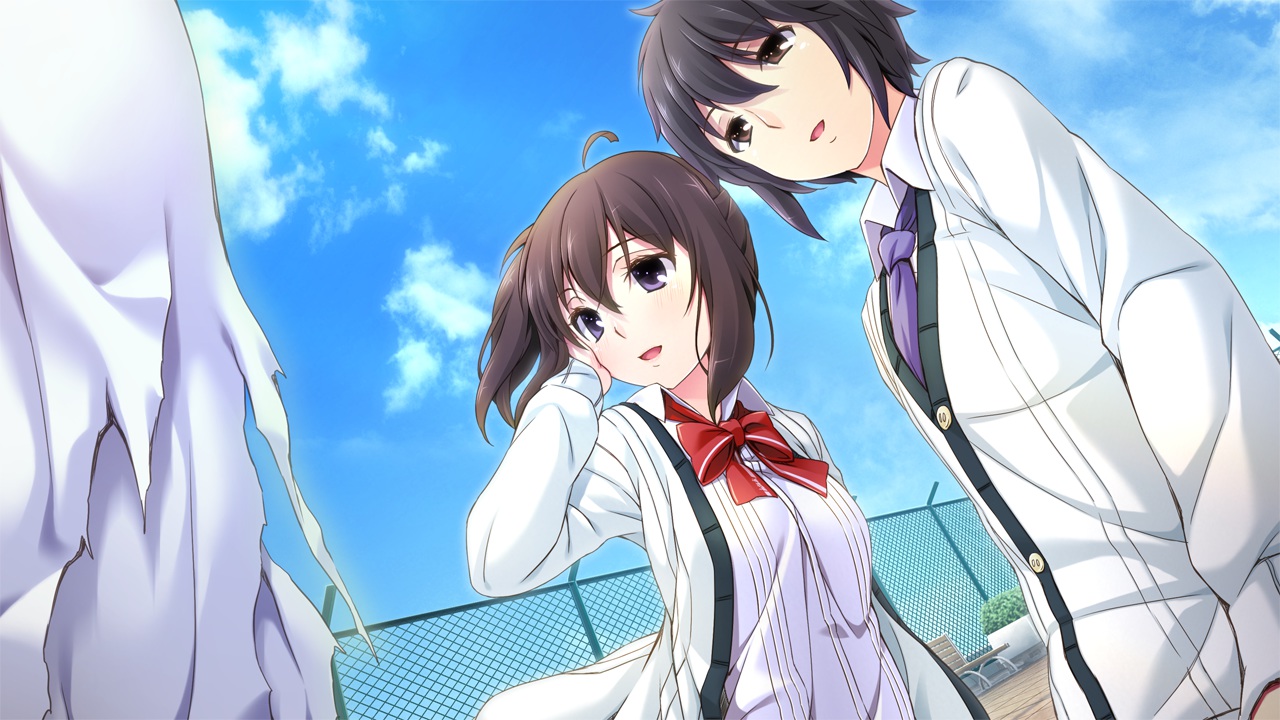 bow, clouds, game_cg, hinasaki, jin_satsuki, jirai_soft, kawashima_hideya, male