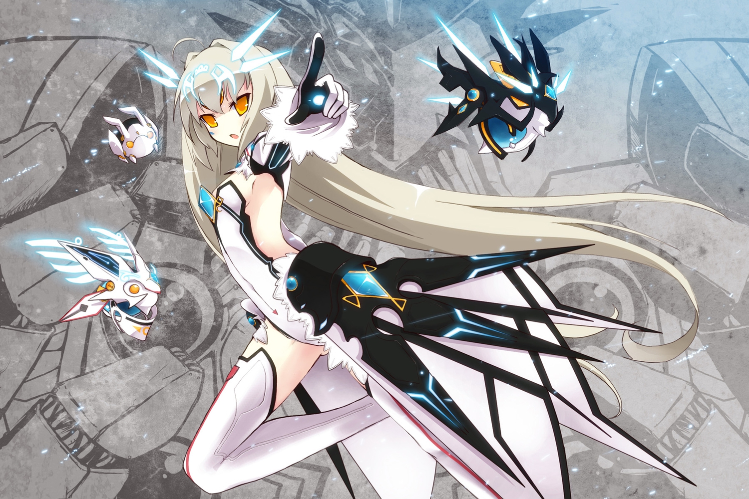 elsword, eve_(elsword), gloves, long_hair, robot, stockings, thighhighs, uiu