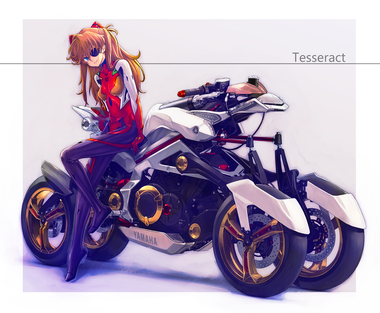 bodysuit, boyaking, eyepatch, motorcycle, neon_genesis_evangelion, skintight, soryu_asuka_langley