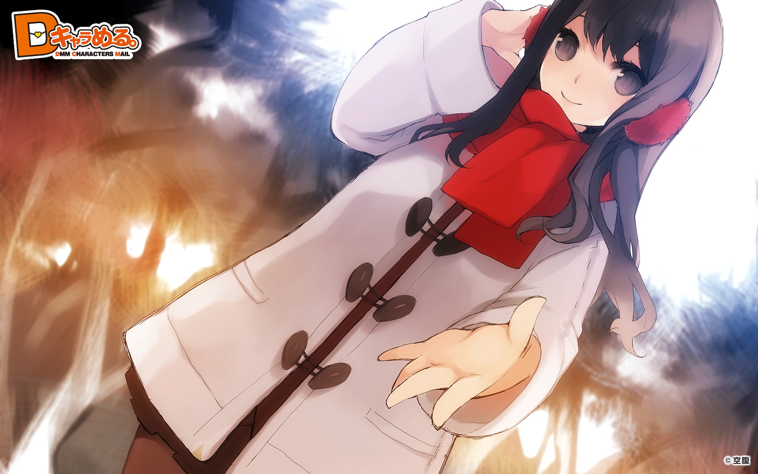 d_chara_mail, dmm, jpeg_artifacts, kuufuku, long_hair, pantyhose, scarf