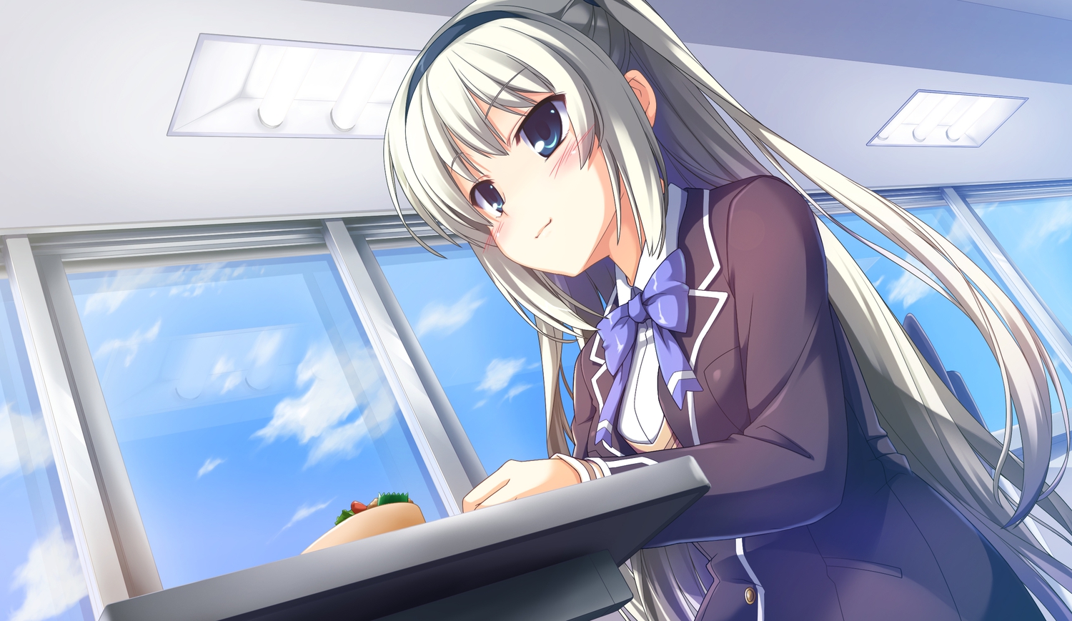 game_cg, hajikano_shizuku, headband, racer_(magnet), school_uniform, sinclient