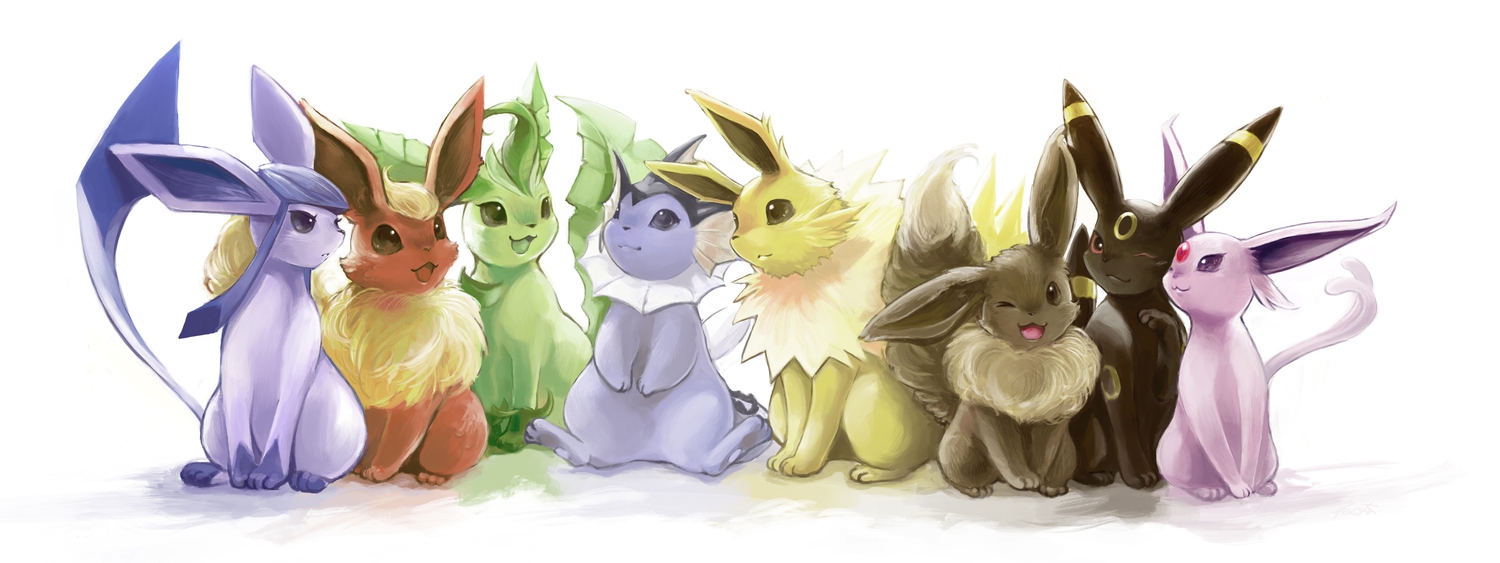 eevee, espeon, flareon, glaceon, jolteon, leafeon, nejita, no_humans