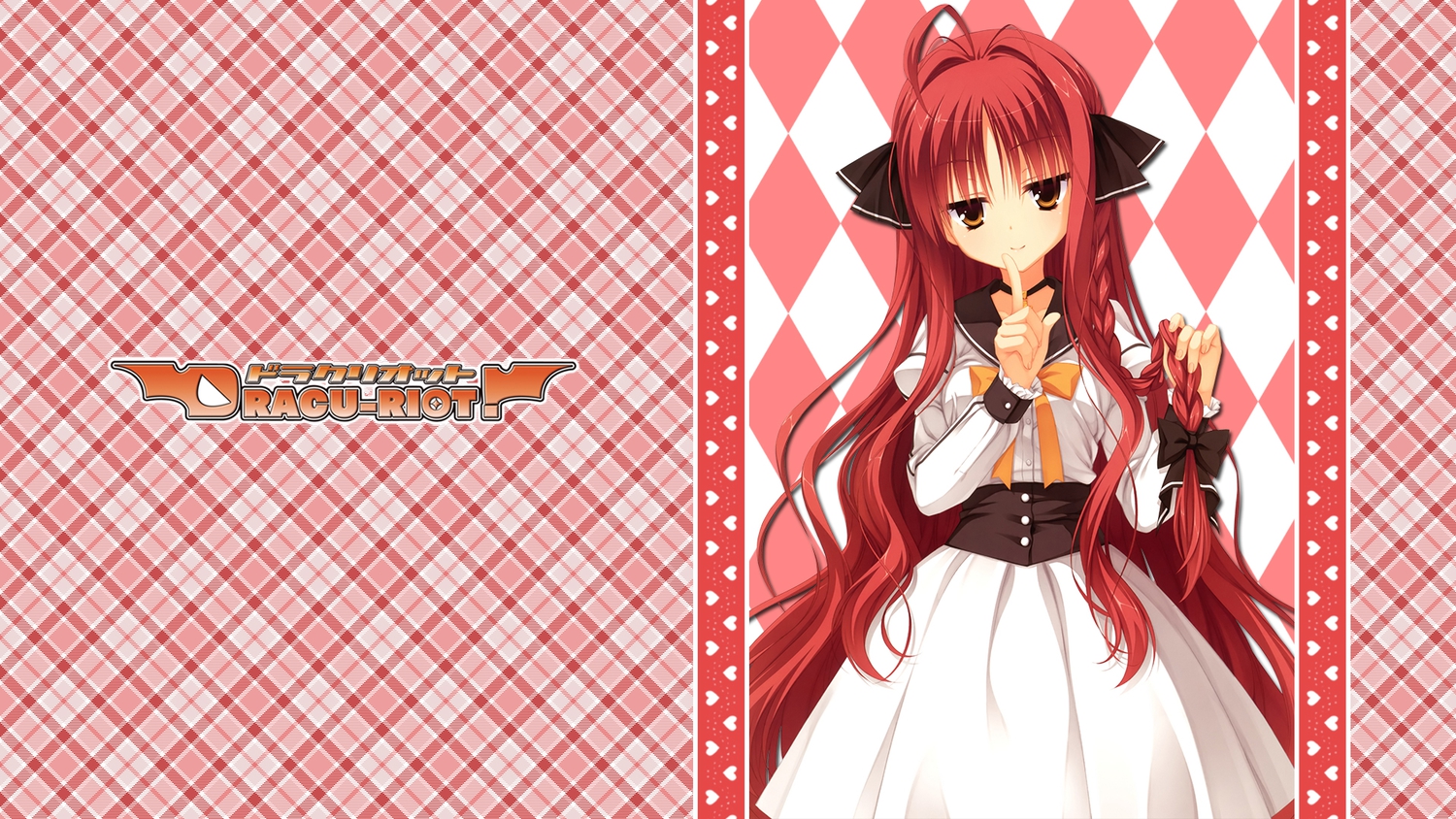 braids, dracu-riot!, long_hair, muririn, red_hair, yarai_miu, yellow_eyes, yuzusoft