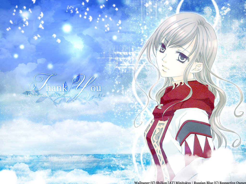 animal, bird, clouds, gray_eyes, gray_hair, hibiki_reine, long_hair, maria-sama_ga_miteru