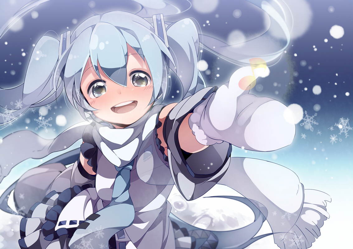hatsune_miku, scarf, snow, umiko_(munemiu), vocaloid, yuki_miku