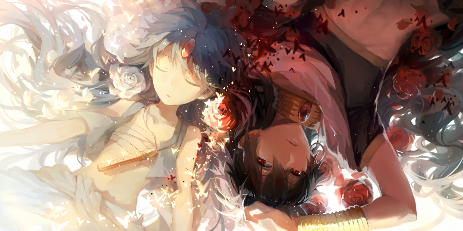aladdin_(magi), all_male, flowers, judal, magi_the_labyrinth_of_magic, male, red_eyes, rella, tagme