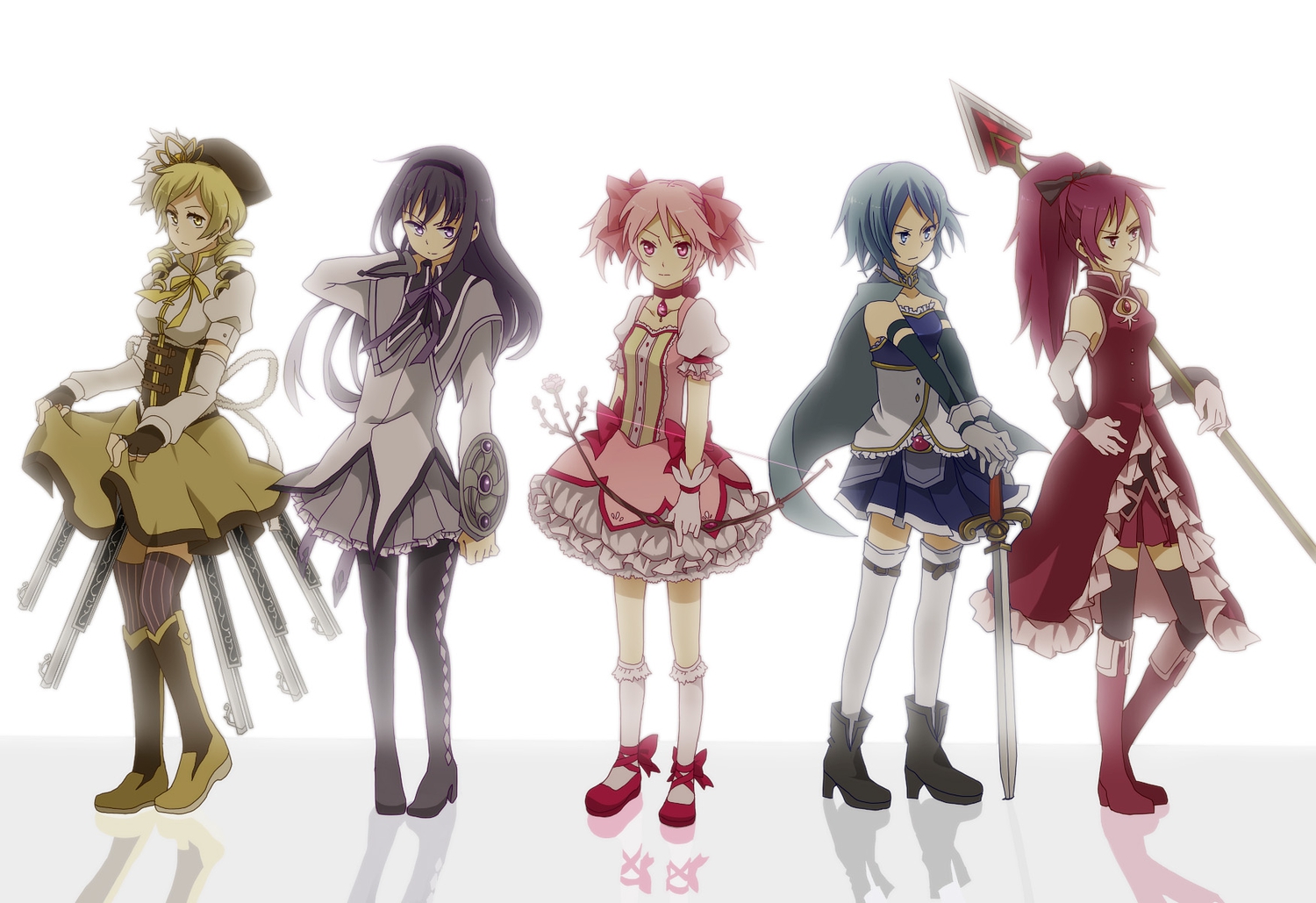 akemi_homura, kaname_madoka, mahou_shoujo_madoka_magica, miki_sayaka, sakura_kyouko, sei_(shinkai_parallel), tomoe_mami