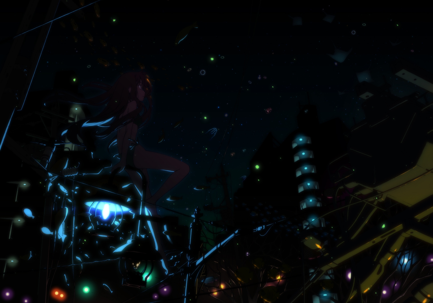 bikini, dark, night, original, shiwasu_takashi, swimsuit