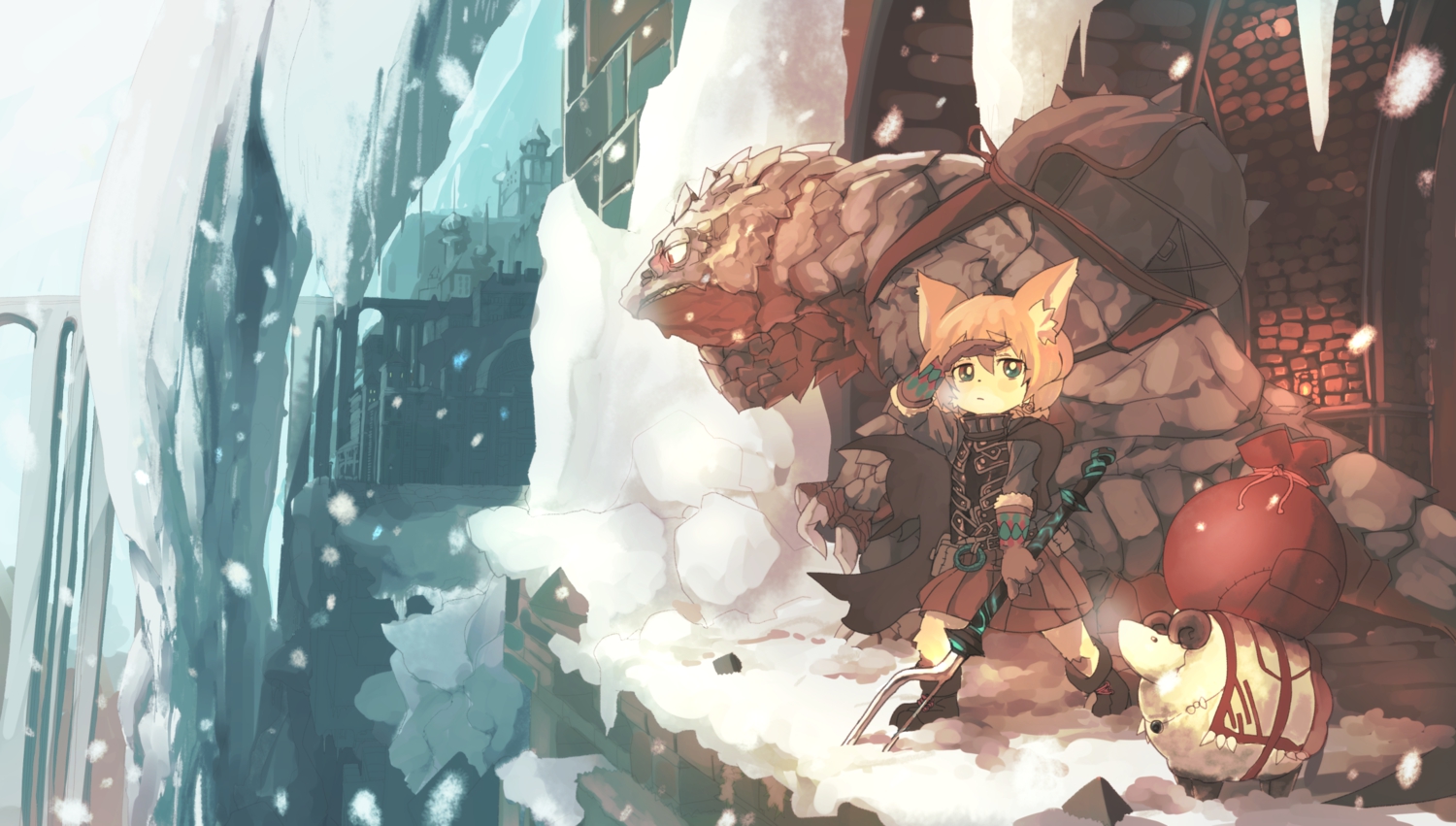 animal, original, samidare, snow