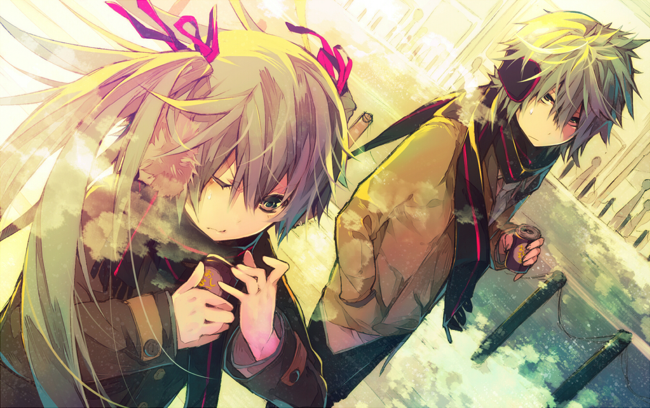 aqua_eyes, aqua_hair, earmuffs, hatsune_miku, hatsune_mikuo, inazumrai, scarf, vocaloid