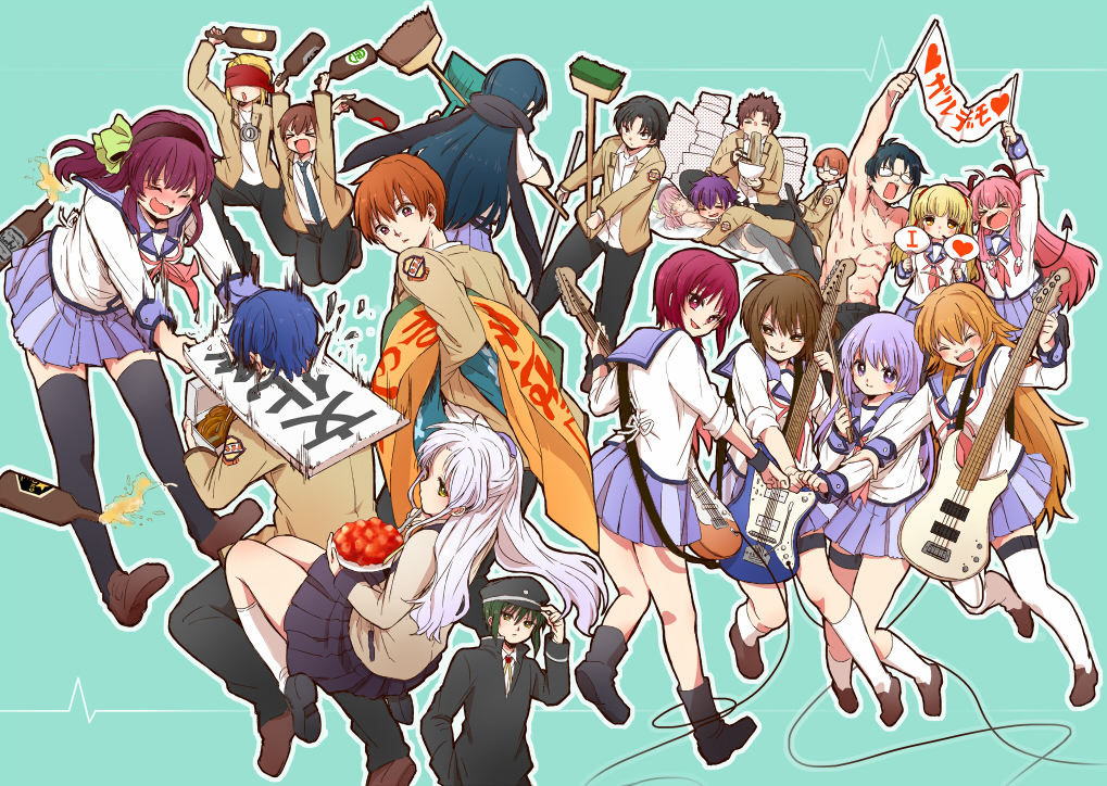 angel_beats!, fujimaki, guitar, hinata_hideki, hisako, instrument, irie_miyuki, iwasawa_masami