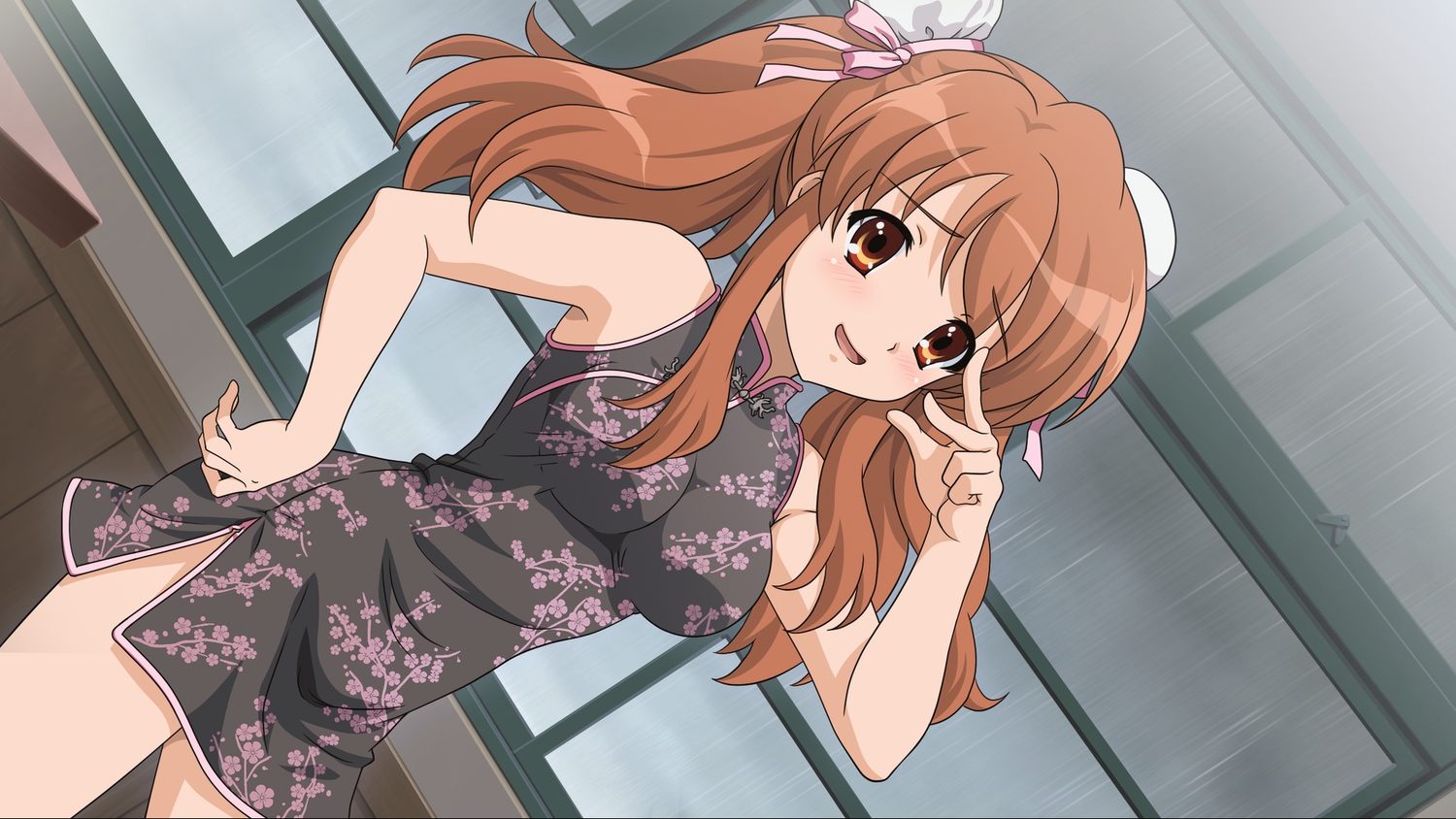 asahina_mikuru, blush, chinese_clothes, chinese_dress, dress, game_cg, rain, suzumiya_haruhi_no_tsuisou, suzumiya_haruhi_no_yuutsu, water