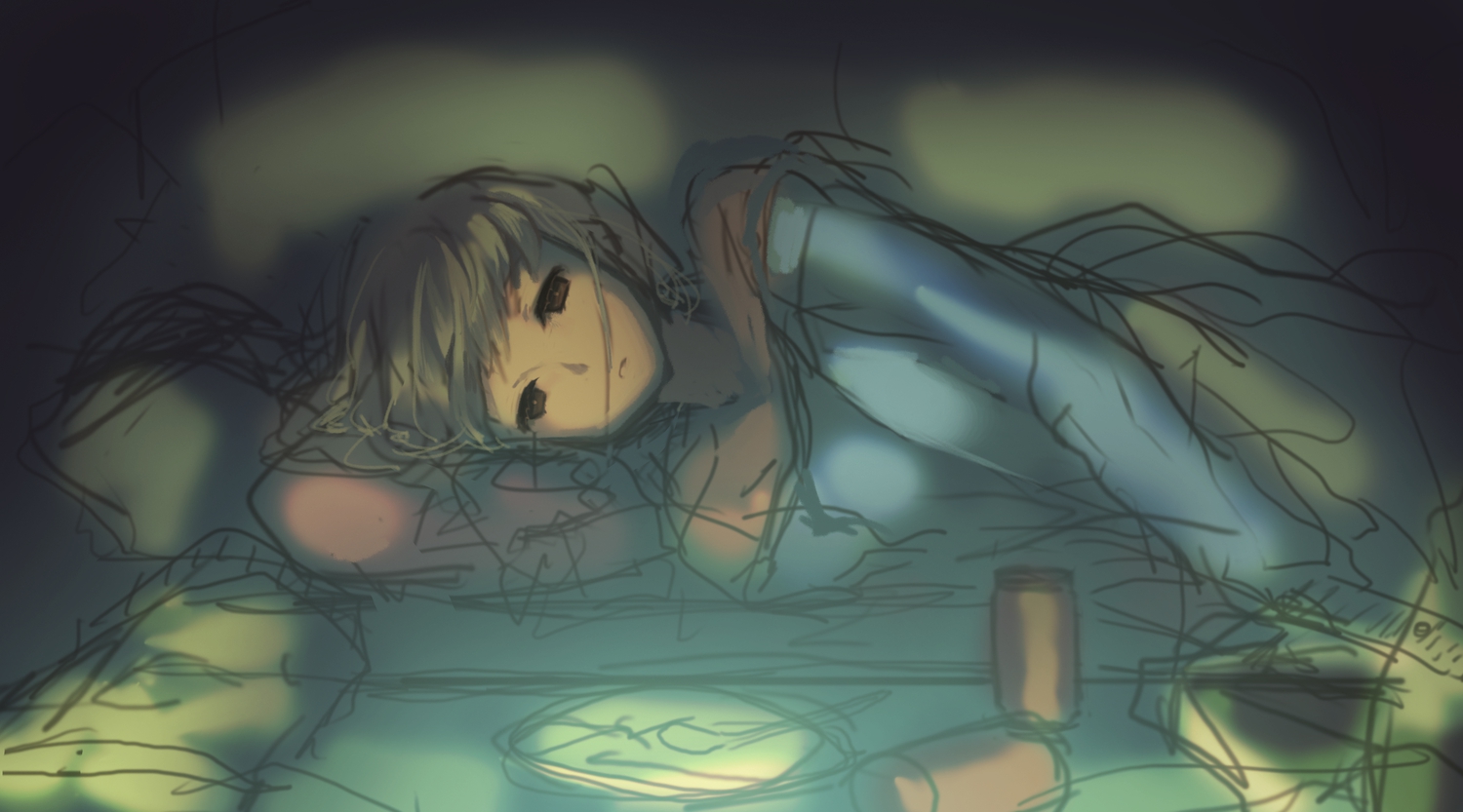 brown_eyes, brown_hair, original, sketch, weee_(raemz)