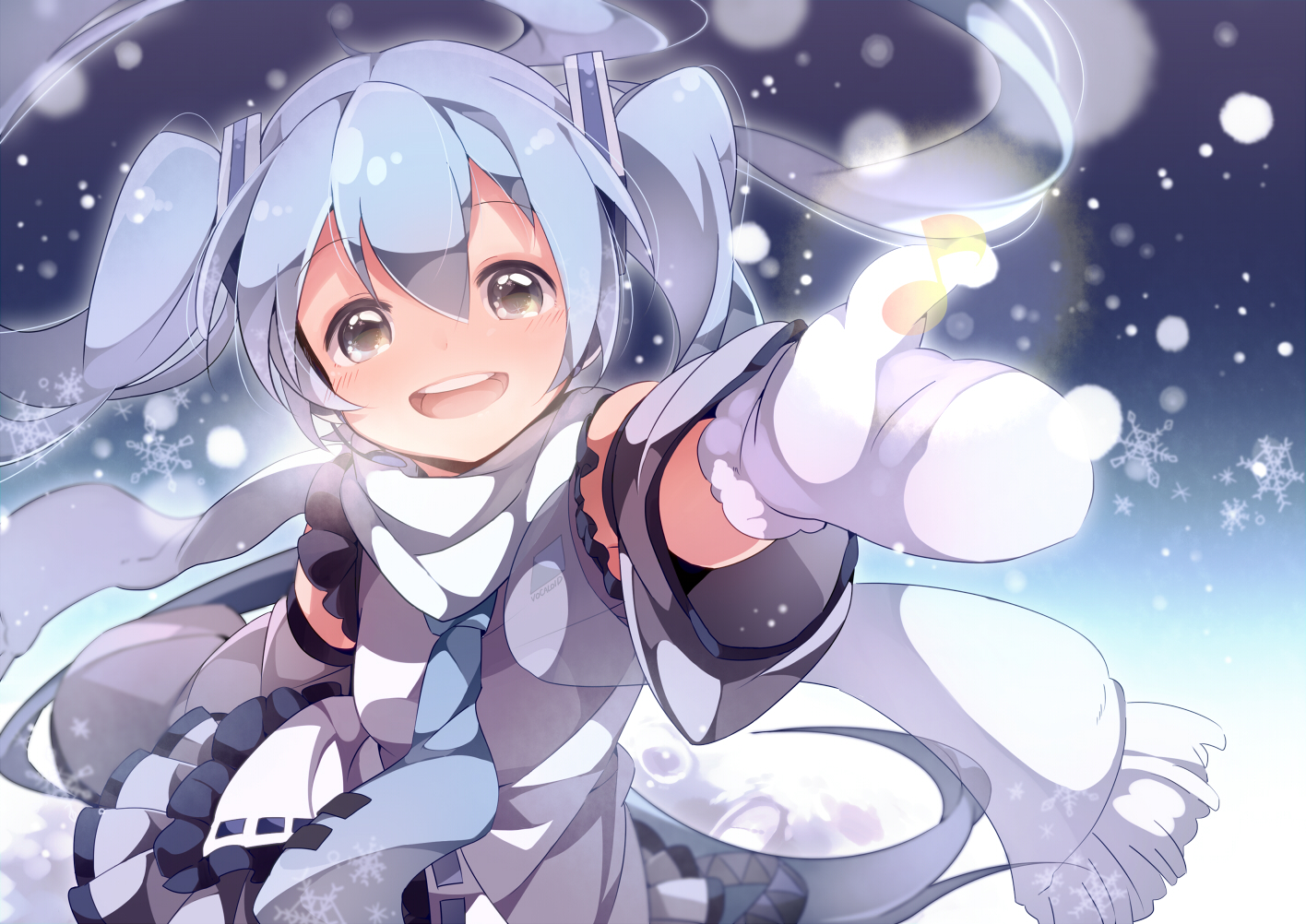 hatsune_miku, scarf, snow, umiko_(munemiu), vocaloid, yuki_miku