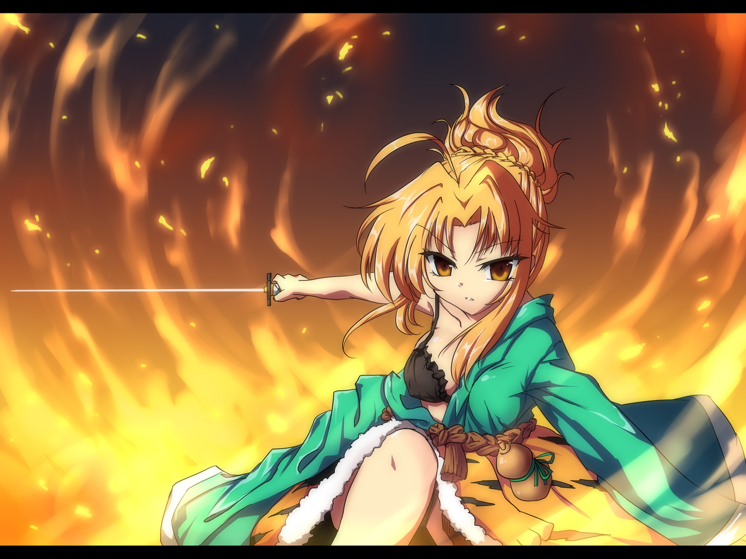 blonde_hair, oda_nobuna, oda_nobuna_no_yabou, sword, weapon