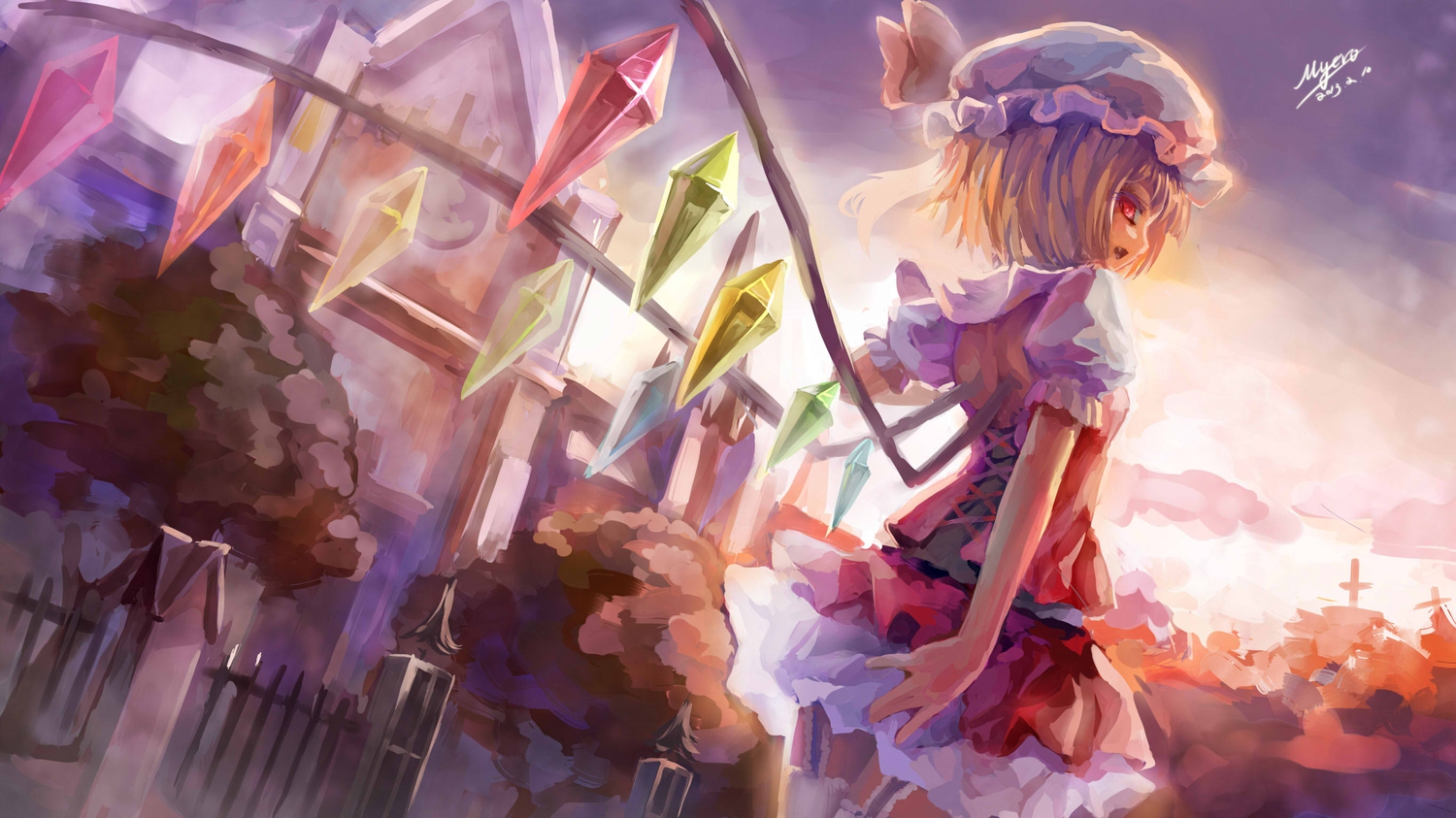 building, flandre_scarlet, jpeg_artifacts, myero, touhou, vampire