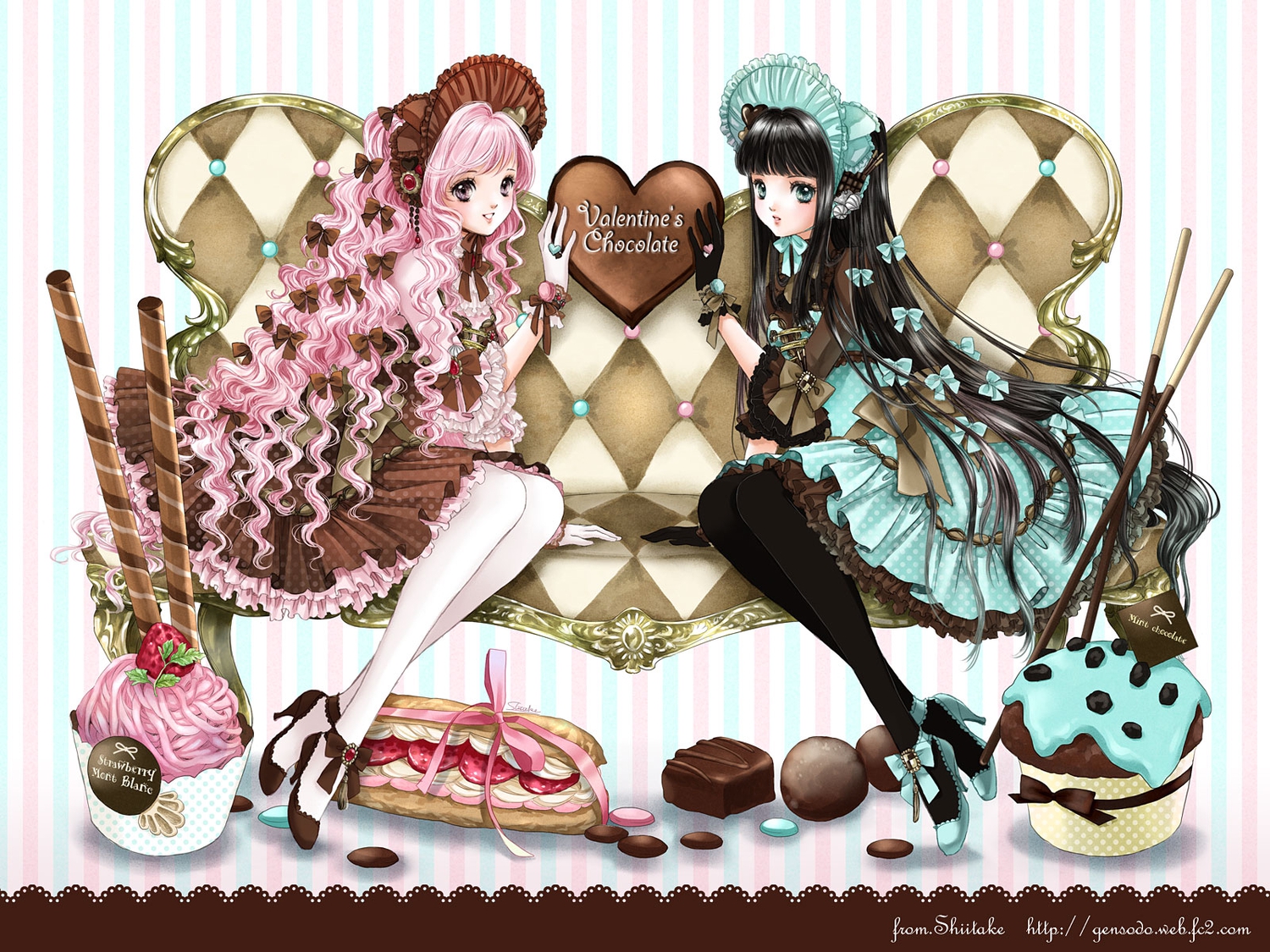 candy, chocolate, dress, food, headdress, lolita_fashion, long_hair, shiitake_(gensoudou), tagme, valentine