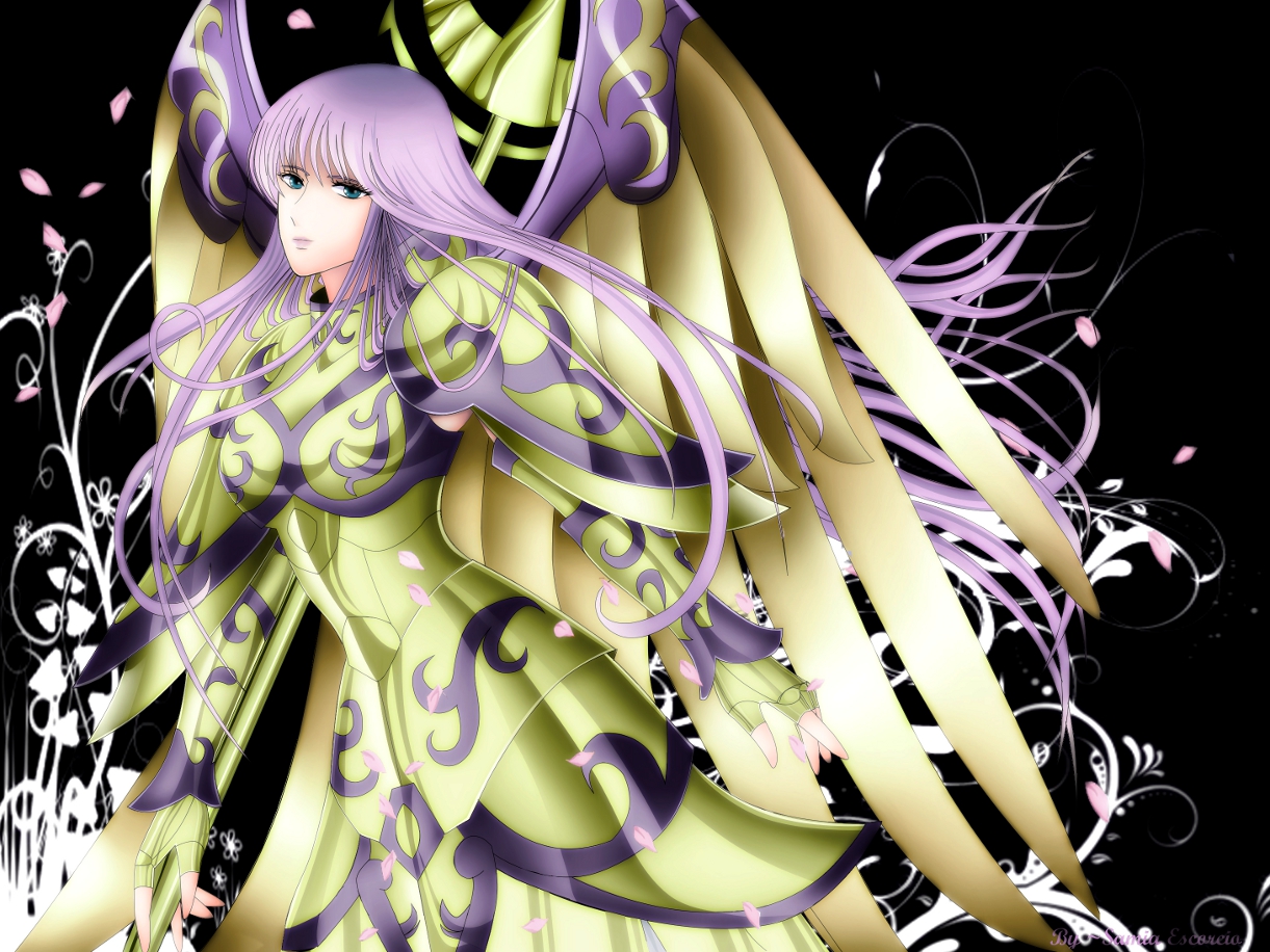 armor, blue_eyes, long_hair, purple_hair, saint_seiya, samia_escorcio, wings